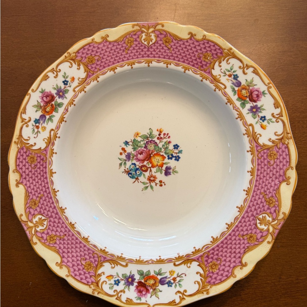 Floral Pink and White Soup Bowl